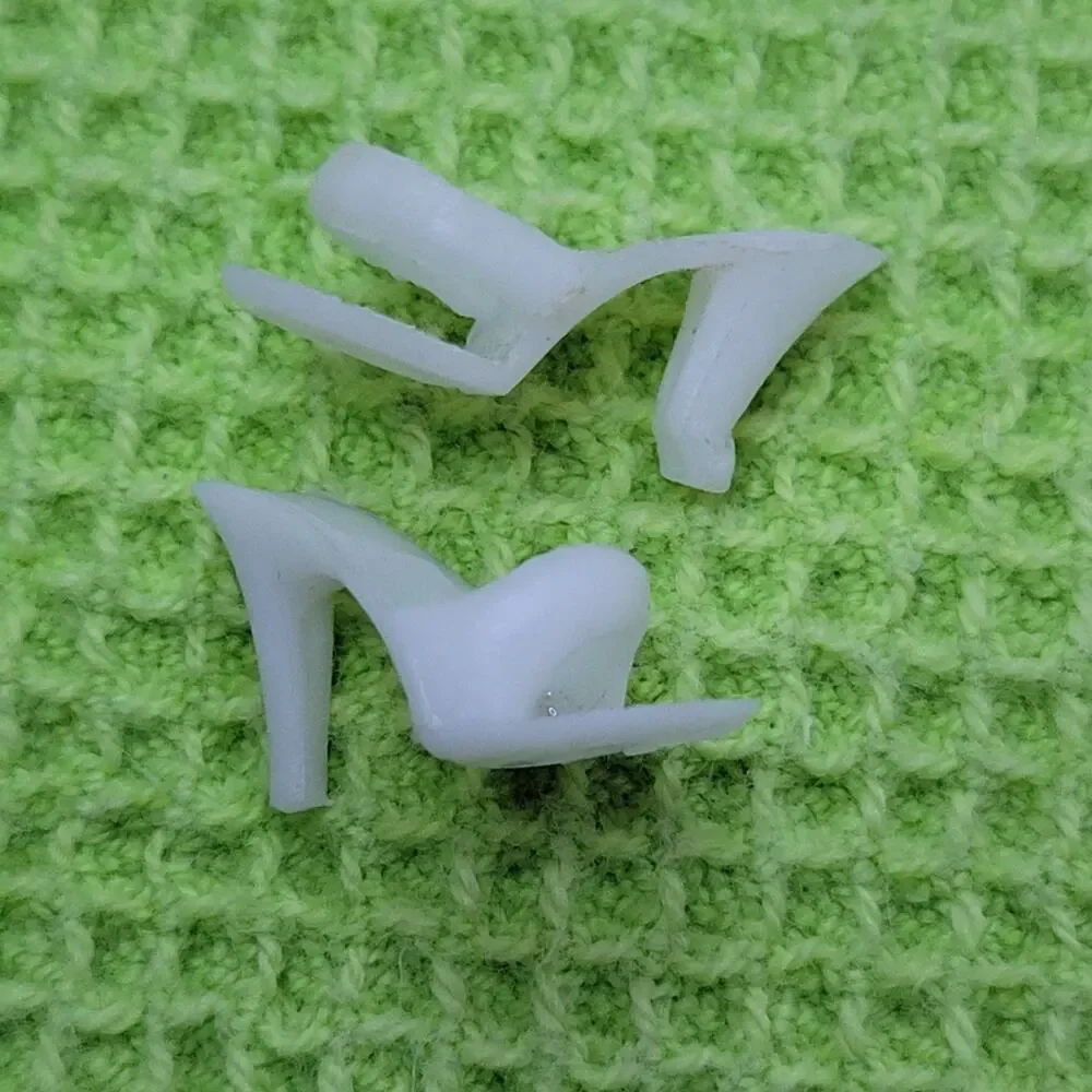 Barbie 1968 White Open Toe Spike High Heel Shoes Mules